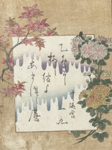 Gedicht met herfstbloemen, Kitagawa Utamaro, Jippensha Ikku, 1804; collectie Rijksmuseum